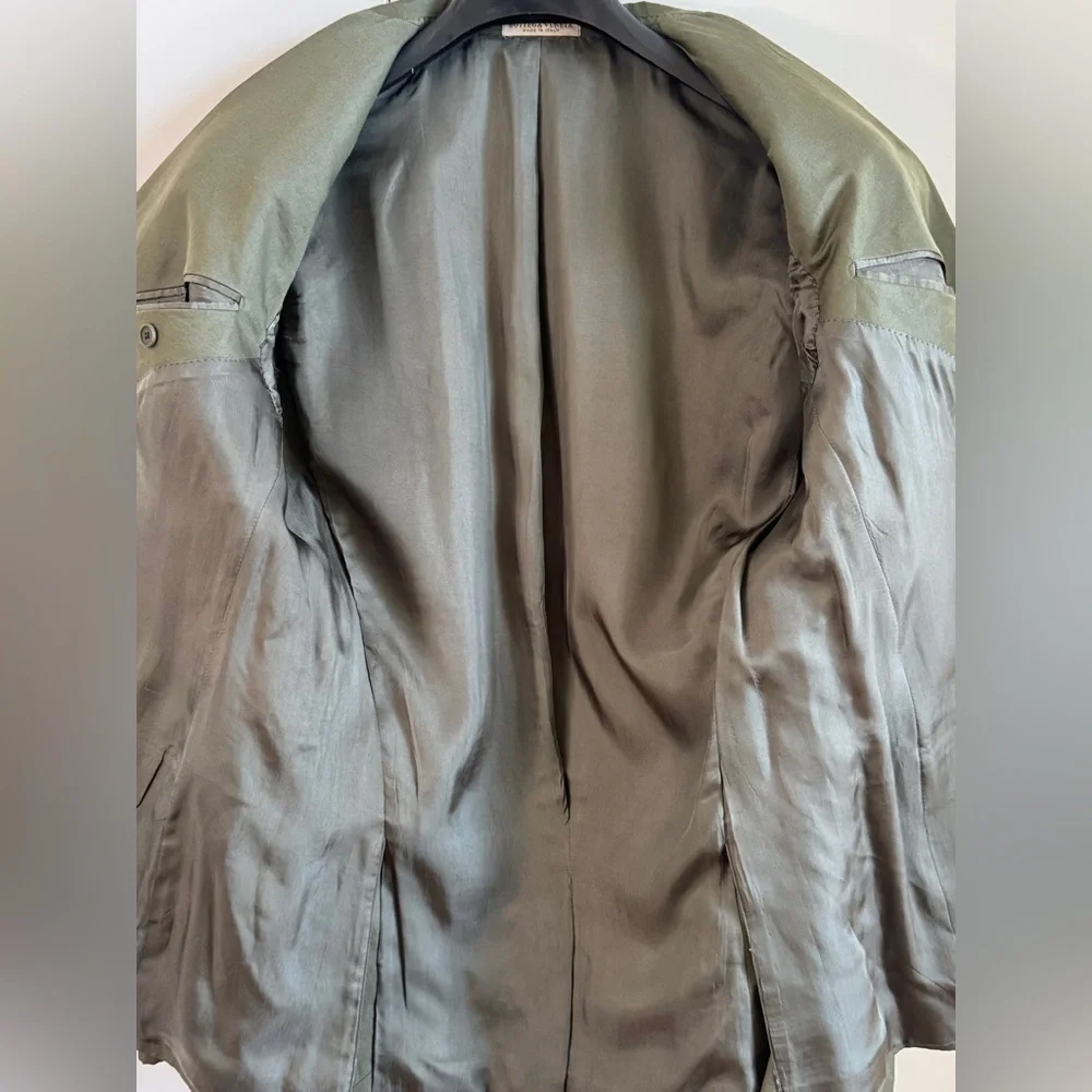 BOTTEGA VENETA COTTON BLEND SUIT OLIVE ARMY GREEN SUMMER WEDDING EU 52 / US 42 - Picture 5 of 14